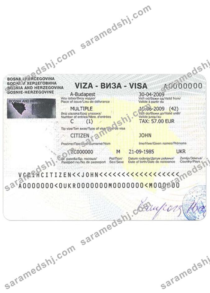 BOSNIA AND HERZEGOVINA travel visa
